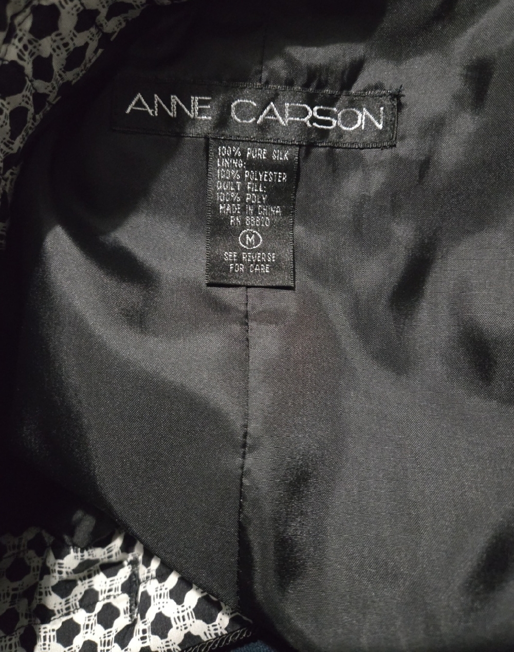 Anne Carson Black Silk-Lined Evening Jacket